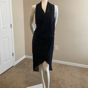 REDUCED: HELMUT LANG SILK CHIFFON ASYMMETRICAL EMBELLISHED DRESS SIZE 6  NWOT